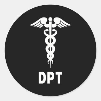 Sticker Rond Symbole Docteur En Thérapie Physique Dpt Caduceus