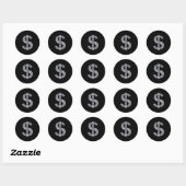 Sticker Rond SYMBOLE Dollar Diamant Bling (Feuille)