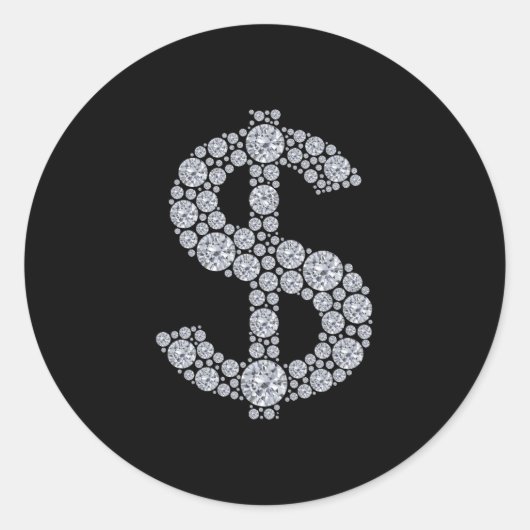 Sticker Rond SYMBOLE Dollar Diamant Bling (Devant)