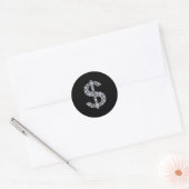 Sticker Rond SYMBOLE Dollar Diamant Bling (Enveloppe)