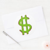 Sticker Rond Symbole Dollar Vert (Enveloppe)