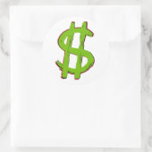 Sticker Rond Symbole Dollar Vert (Sac)