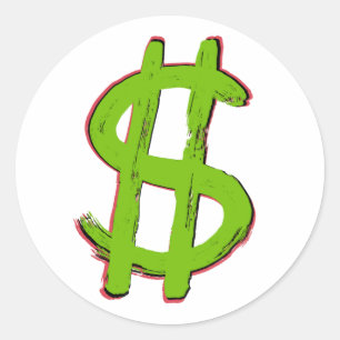 Sticker Rond Symbole Dollar Vert