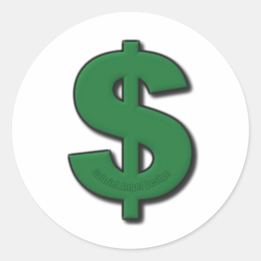 Sticker Rond Symbole Dollar Vert (Devant)