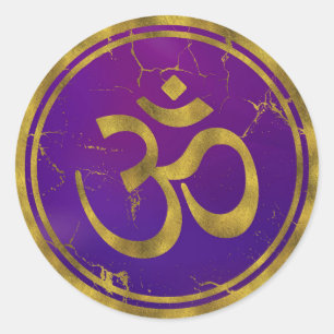 Sticker Rond Symbole d'OM d'or - Aum, Omkara sur le