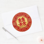 Sticker Rond Symbole Double Bonheur Feng Shui (Enveloppe)
