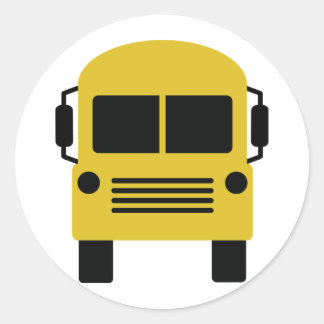 Sticker Rond symbole du bus scolaire jaune
