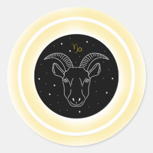 Sticker Rond Symbole du Capricorne – Emblème d'Astrologie Minim