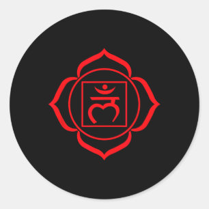 Sticker Rond Symbole du chakra racine rouge Muladhara yogi Yoga