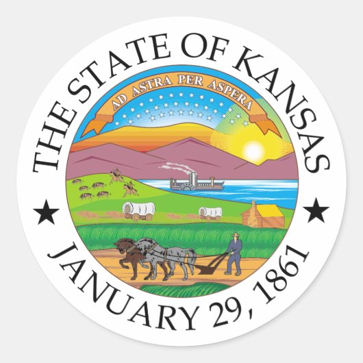 Sticker Rond Symbole du Kansas (Devant)
