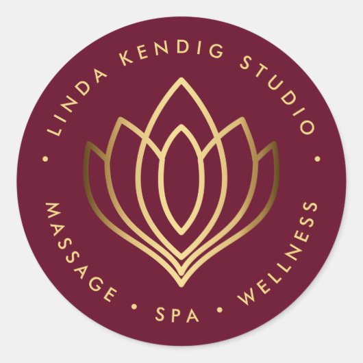 Sticker Rond Symbole du lotus yoga en or | Ruby wellness massag (Devant)