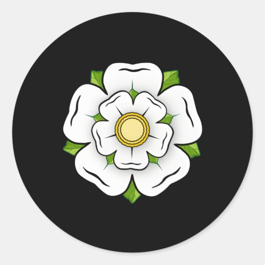 Sticker Rond Symbole du Yorkshire britannique - Rose blanche O (Devant)