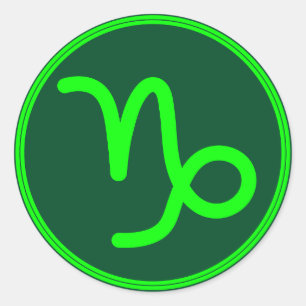 Sticker Rond Symbole du zodiaque Capricorne Contraste Vert