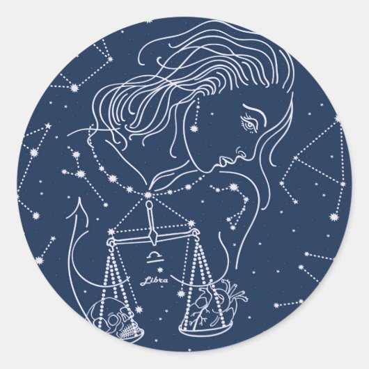 Sticker Rond Symbole du zodiaque Libra (Devant)