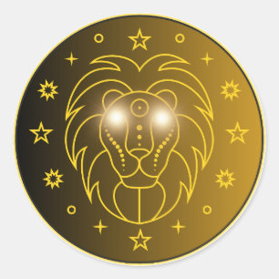 Sticker Rond Symbole du zodiaque Lion Symbole céleste minimal