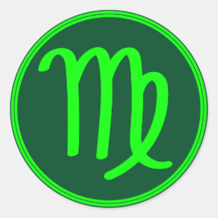 Sticker Rond Symbole du zodiaque Vierge Contraste Vert