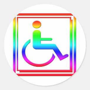 Sticker Rond Symbole élégant handicapé multicolore
