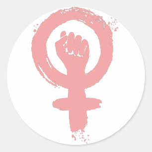 STICKER ROND SYMBOLE FÉMININ PREMIER DROIT SOCIAL
