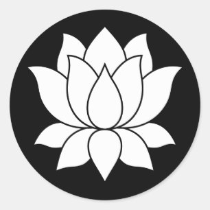 Sticker Rond Symbole Fleur de Lotus en fleurs blanches