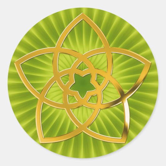 Sticker Rond Symbole Fleur Vénus / OR | vert clair (Devant)