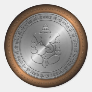 Sticker Rond SYMBOLE GANESHA ÉMOSSÉ Métallique