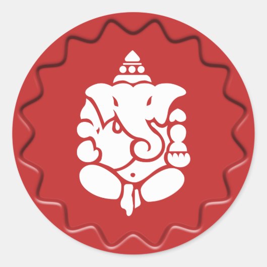 Sticker Rond SYMBOLE GANESHA Sceau de cire rouge (Devant)