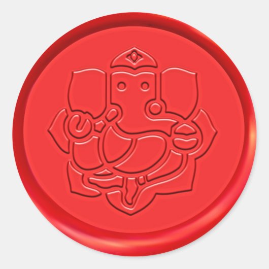 Sticker Rond SYMBOLE GANESHA Sceau de cire rouge (Devant)
