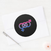 Sticker Rond Symbole genre de bisexualité (Enveloppe)