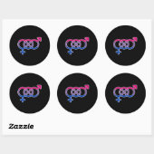 Sticker Rond Symbole genre de bisexualité (Feuille)