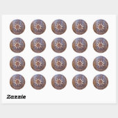 Sticker Rond symbole grec ancien bois motif ethnique soleil scu (Feuille)