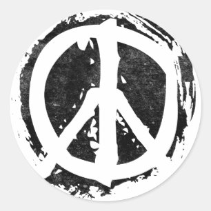 Sticker Rond Symbole Grunge Peace