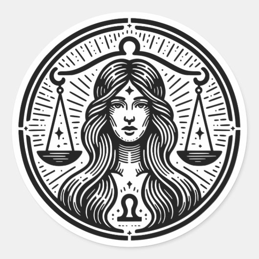 Sticker Rond Symbole Horoscope de la balance (Devant)