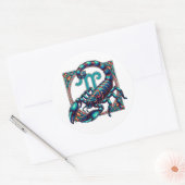 Sticker Rond SYMBOLE Horoscope Scorpio | Scorpion bleu (Enveloppe)