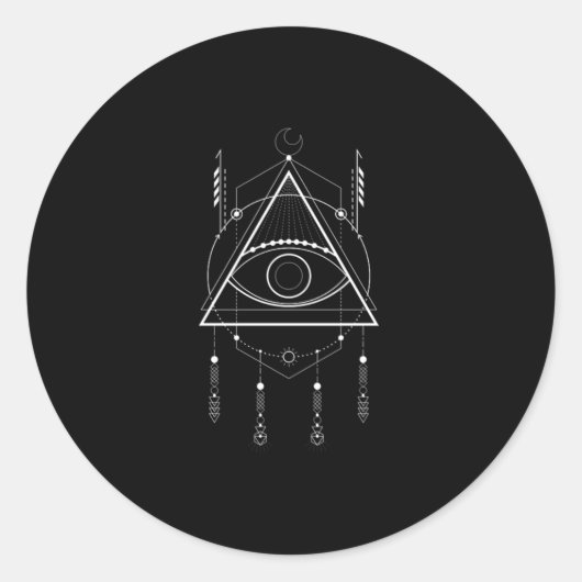 Sticker Rond Symbole Illuminati Masonic Conspiration Dream Catc (Devant)