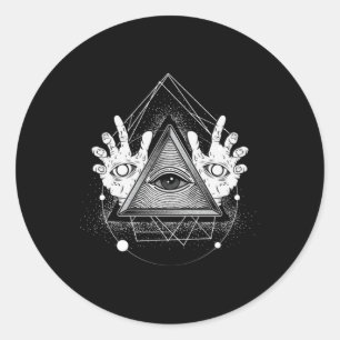 Sticker Rond Symbole illuminati triangle maçonnique Pyramide Co