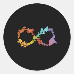 Sticker Rond Symbole infini de la neurodiversité florale et sen