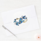 Sticker Rond Symbole infini de papillons Morpho bleus (Enveloppe)