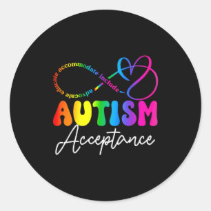 Sticker Rond Symbole infini de sensibilisation et d'acceptation