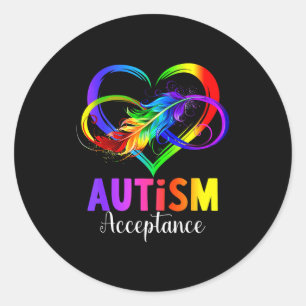 Sticker Rond Symbole infini de sensibilisation et d'acceptation