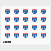 Sticker Rond Symbole Interstate 75 - Michigan (Feuille)