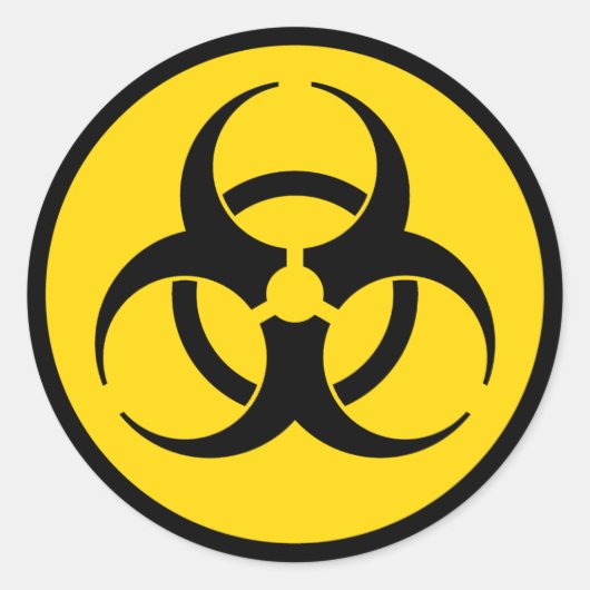 Sticker Rond Symbole jaune du risque biologique (Devant)