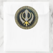 Sticker Rond Symbole Khanda décoratif avec pierres & or (Sac)