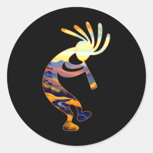 Sticker Rond Symbole Kokopelli du sud-ouest des États-Unis