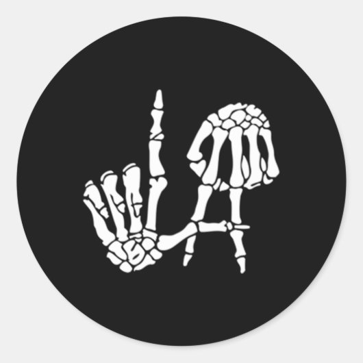 Sticker Rond SYMBOLE MAIN DE Los Angeles Squelette (Devant)