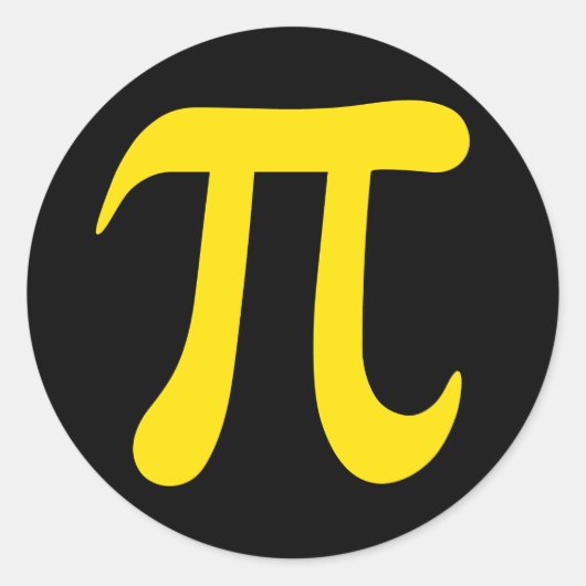 Sticker Rond Symbole mathématique en pi jaune sur les autocolla (Devant)