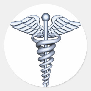 Sticker Rond Symbole Médicale Argent