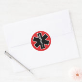 Sticker Rond Symbole Médicale Caduceus (Noir blanc rouge) (Enveloppe)