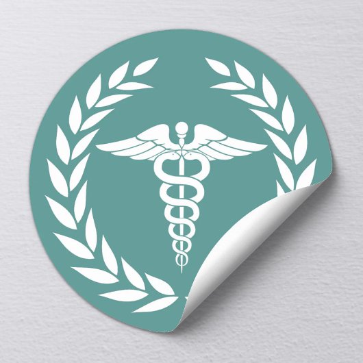 Sticker Rond Symbole Médicale de Caduceus Nursing