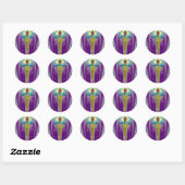 Sticker Rond Symbole Médicale OR CADUCEUS Vibrant violet (Feuille)