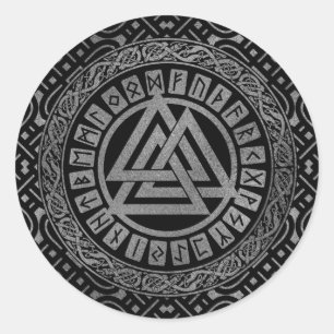 Sticker Rond Symbole noix métallique argenté sur Motif celtique
